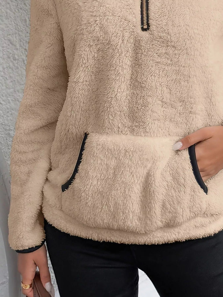 Women's Half-Zip Fuzzy Fleece Pullover Sweater