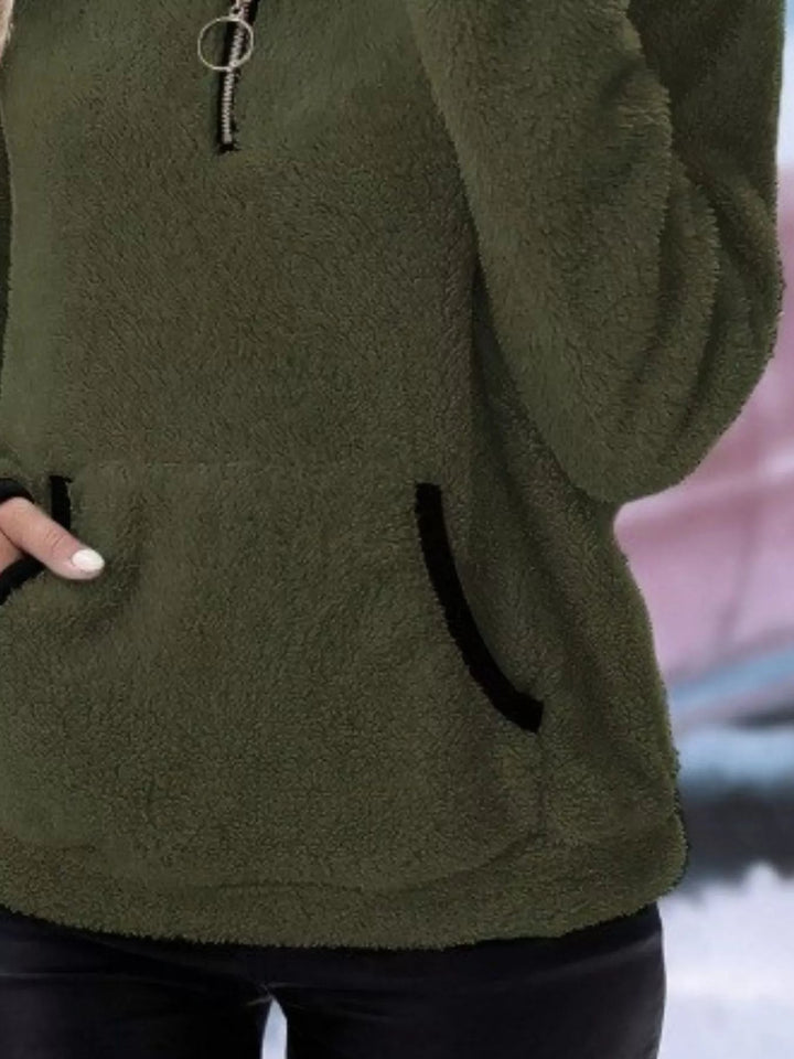 Women's Half-Zip Fuzzy Fleece Pullover Sweater