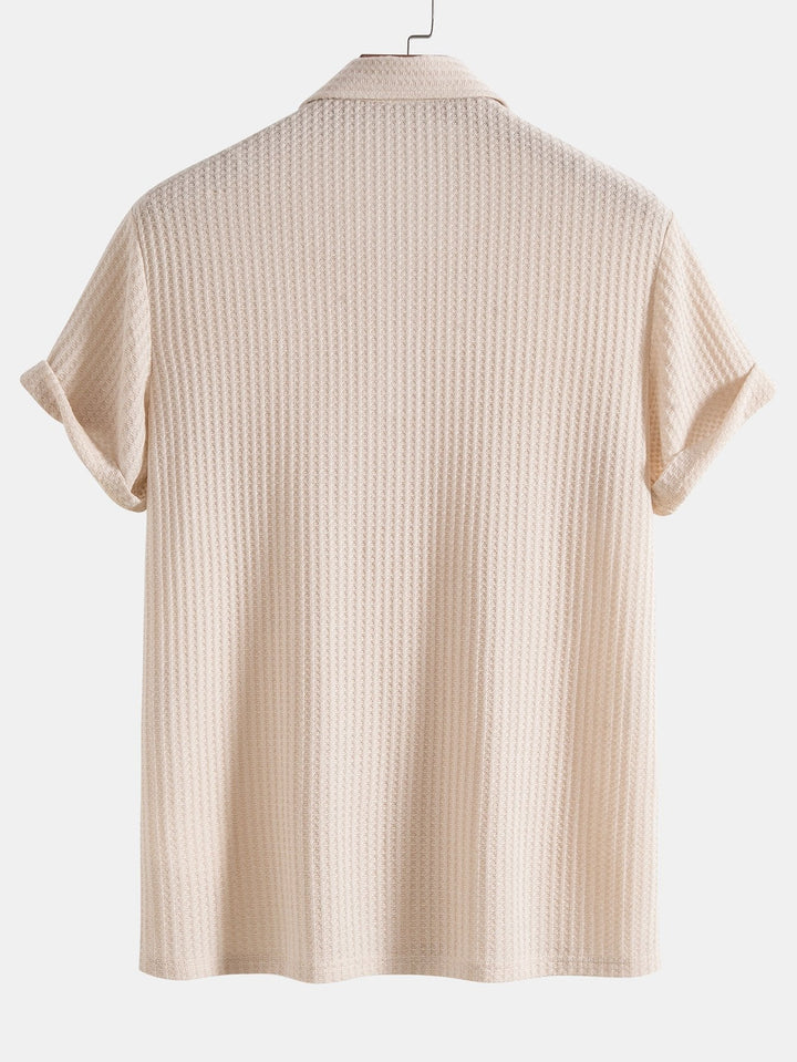 Short Sleeve Waffle Knit Polo