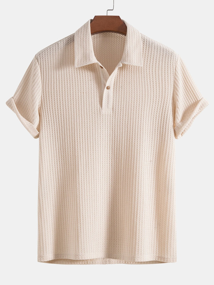 Short Sleeve Waffle Knit Polo