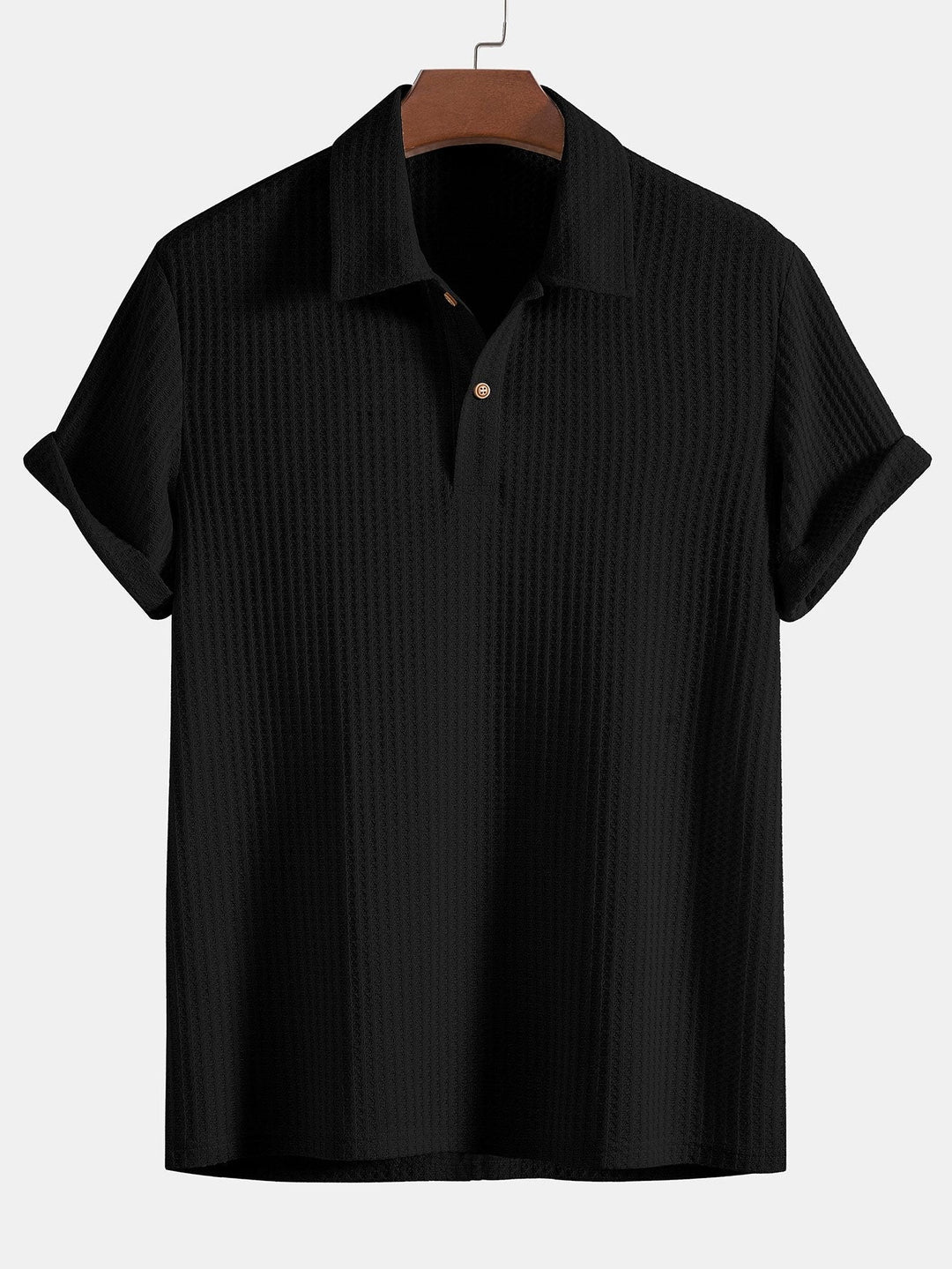 Short Sleeve Waffle Knit Polo