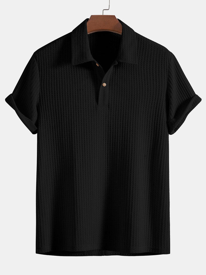 Short Sleeve Waffle Knit Polo