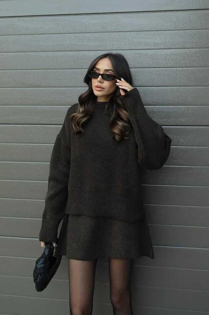 Elegant Sweater & Skirt Co-Ord Set - Two-Piece Knit Set