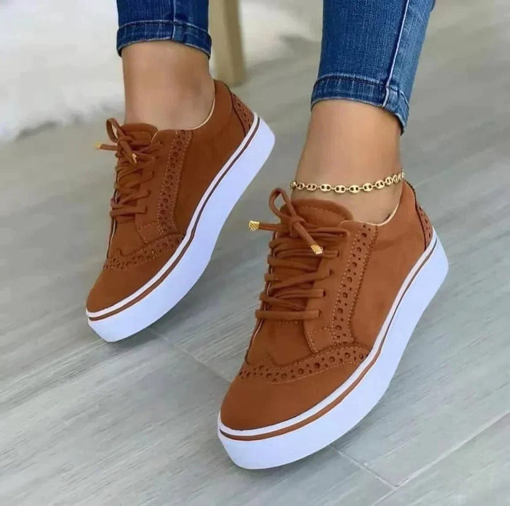 Lace-Up Platform Trainers with Wingtip Detail for Women