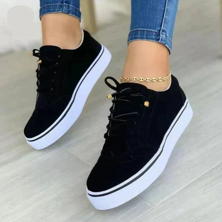 Lace-Up Platform Trainers with Wingtip Detail for Women