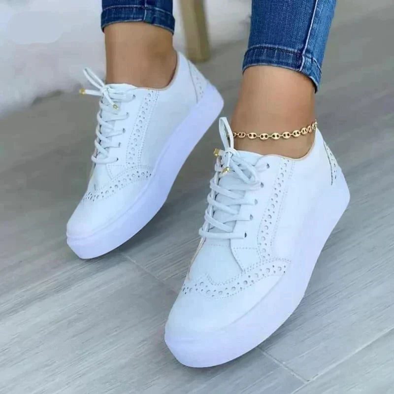 Lace-Up Platform Trainers with Wingtip Detail for Women