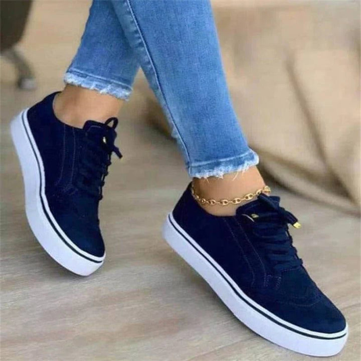 Lace-Up Platform Trainers with Wingtip Detail for Women