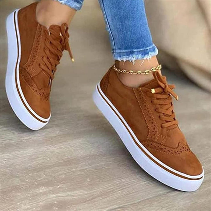 Lace-Up Platform Trainers with Wingtip Detail for Women