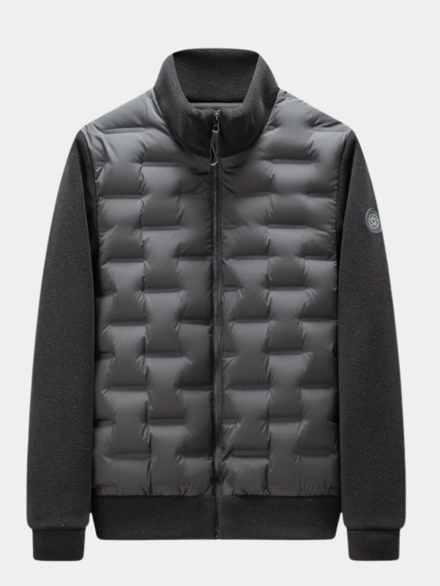 Men's Fleece-Trim Quilted Down Jacket