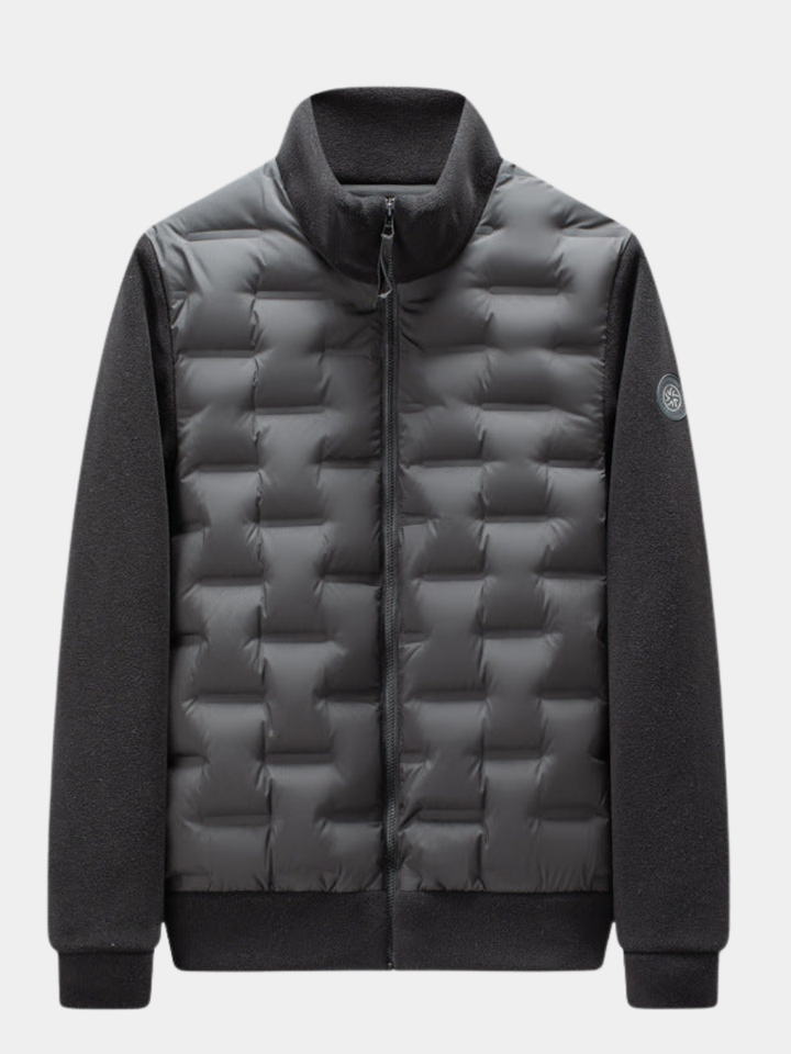 Men's Fleece-Trim Quilted Down Jacket