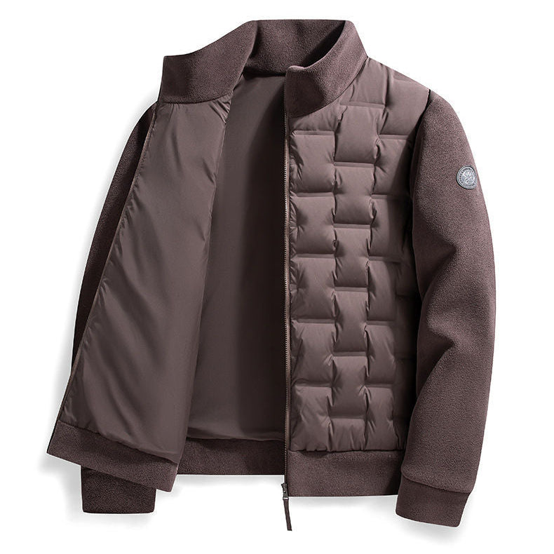 Men's Fleece-Trim Quilted Down Jacket