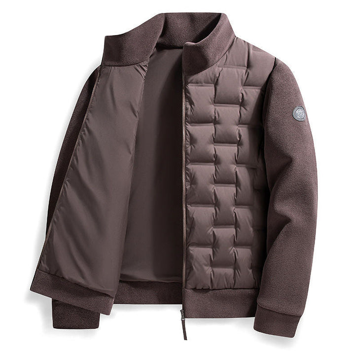 Men's Fleece-Trim Quilted Down Jacket