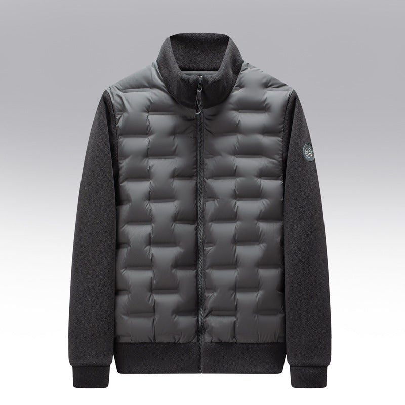 Men's Fleece-Trim Quilted Down Jacket