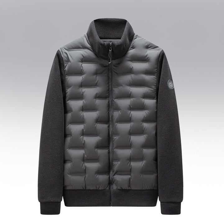 Men's Fleece-Trim Quilted Down Jacket