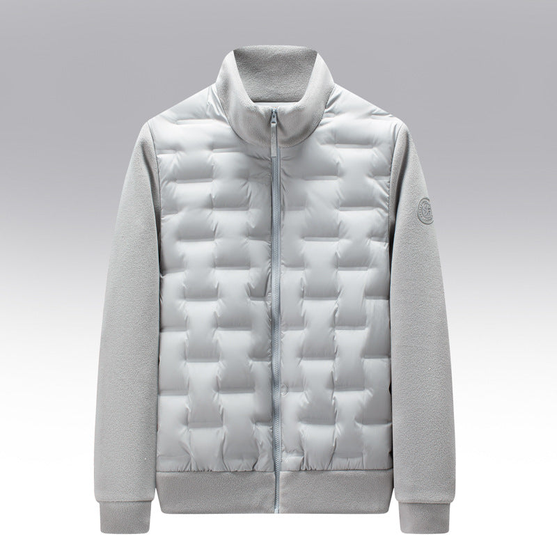 Men's Fleece-Trim Quilted Down Jacket