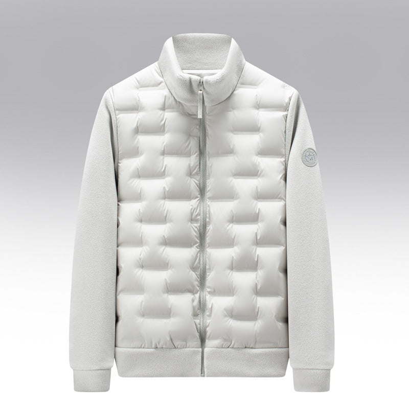 Men's Fleece-Trim Quilted Down Jacket