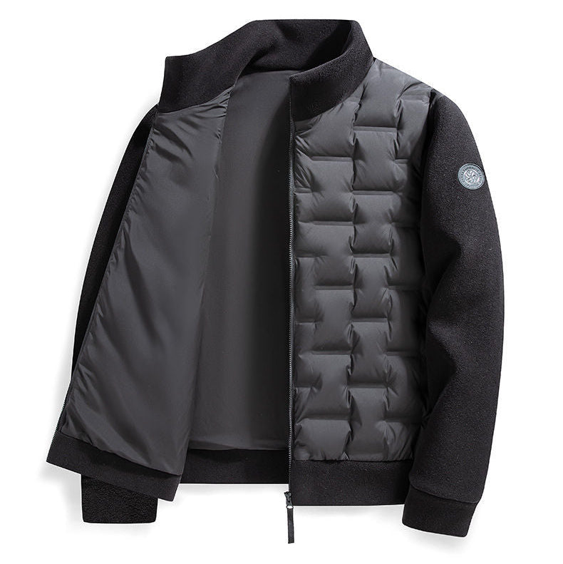 Men's Fleece-Trim Quilted Down Jacket