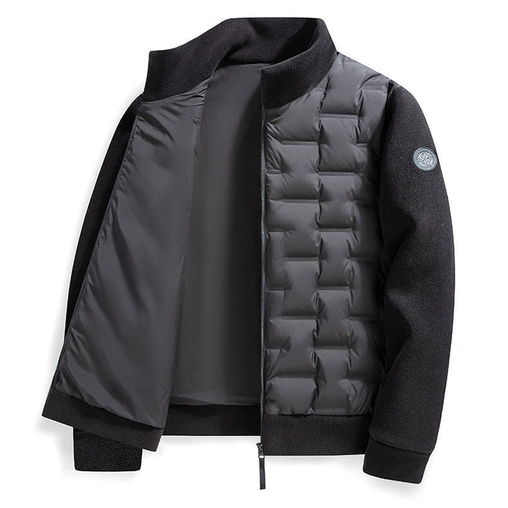 Men's Fleece-Trim Quilted Down Jacket