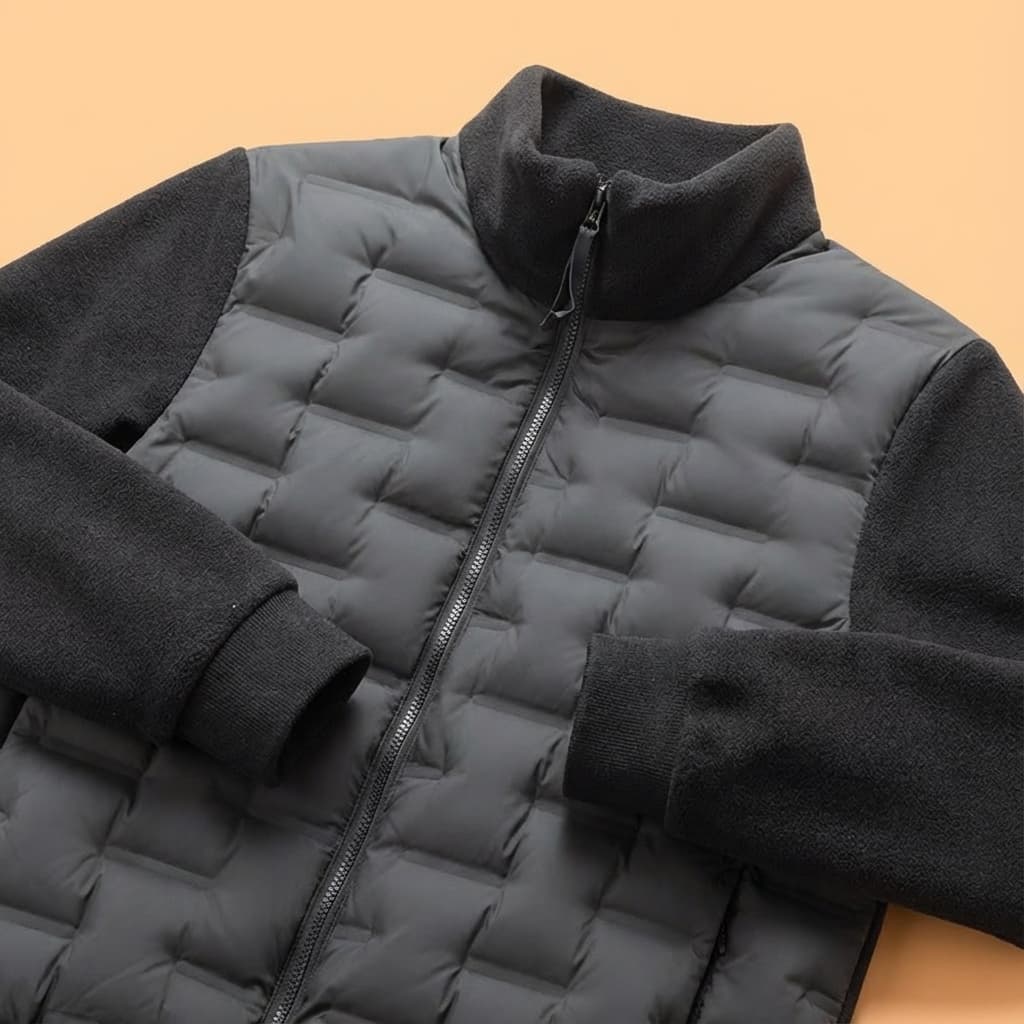 Men's Fleece-Trim Quilted Down Jacket