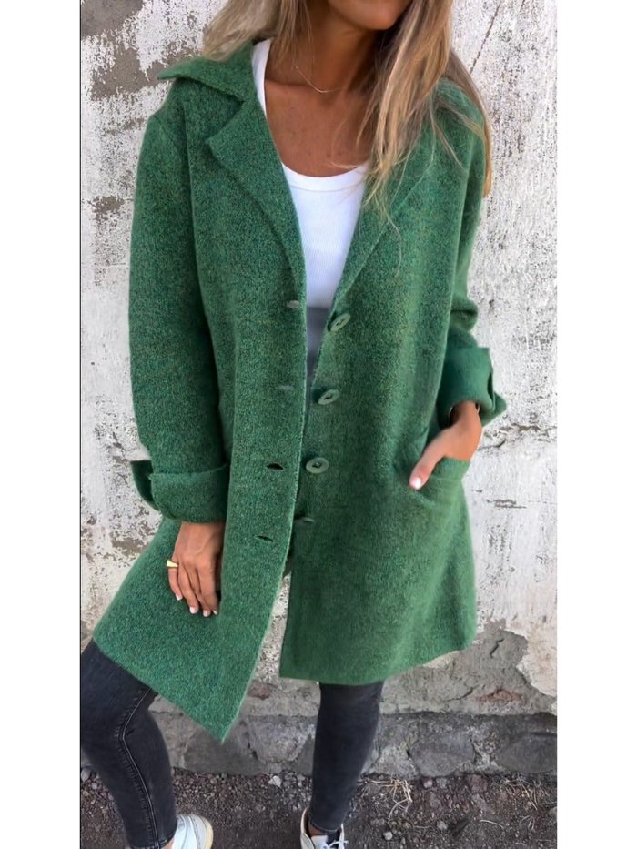 Women's Lapel Collar Button-Front Coat for Autumn