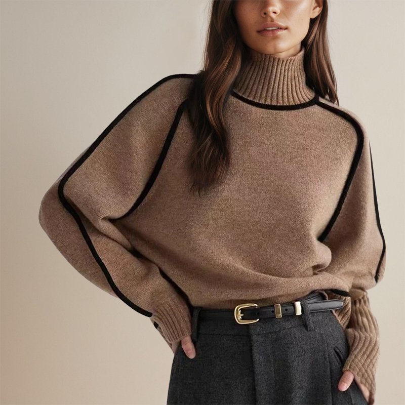 Women's Color-Block Turtleneck Sweater