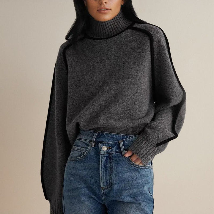 Women's Color-Block Turtleneck Sweater