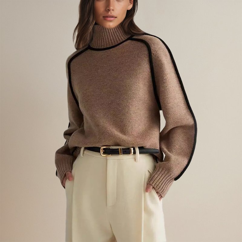 Women's Color-Block Turtleneck Sweater