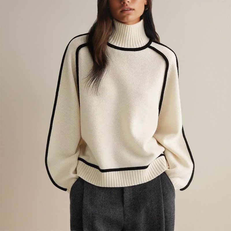 Women's Color-Block Turtleneck Sweater