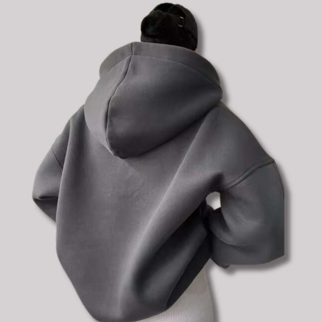 Oversized Pullover Hoodie with Open V-Neckline