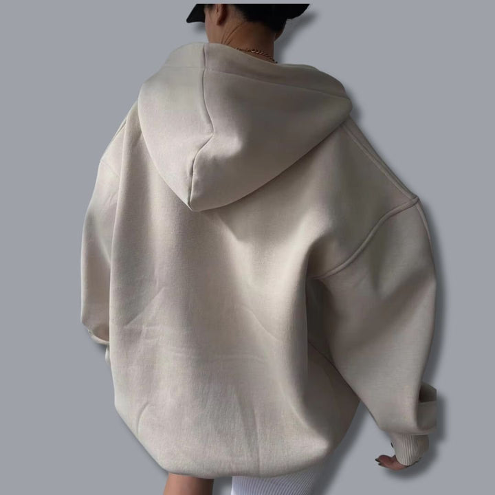Oversized Pullover Hoodie with Open V-Neckline