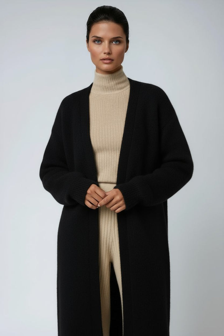 Fluffy Open-Front Longline Cardigan for Women