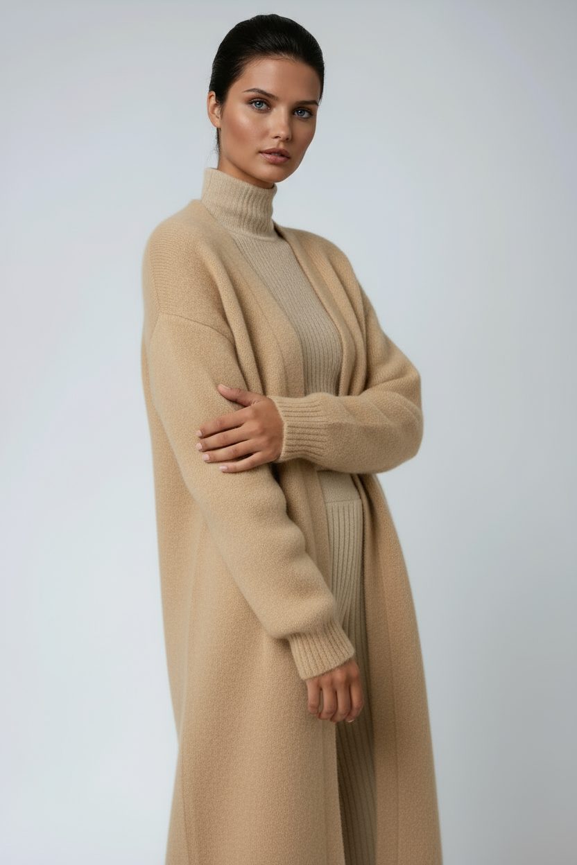 Fluffy Open-Front Longline Cardigan for Women