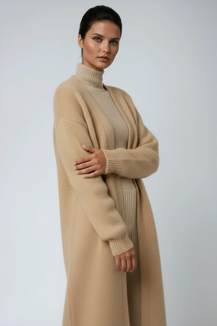 Fluffy Open-Front Longline Cardigan for Women