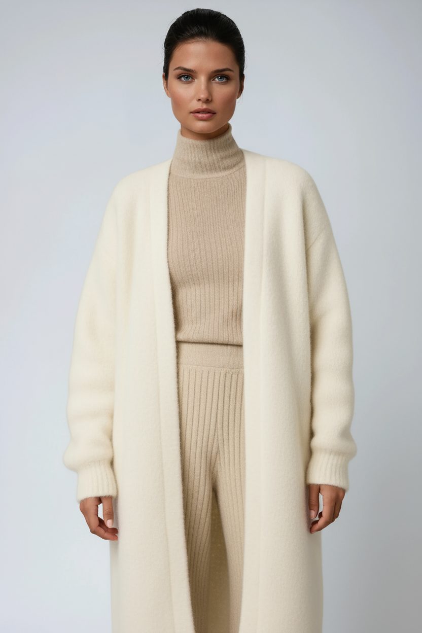 Fluffy Open-Front Longline Cardigan for Women