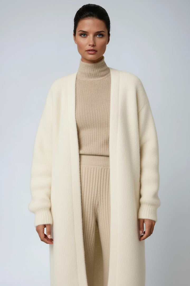 Fluffy Open-Front Longline Cardigan for Women
