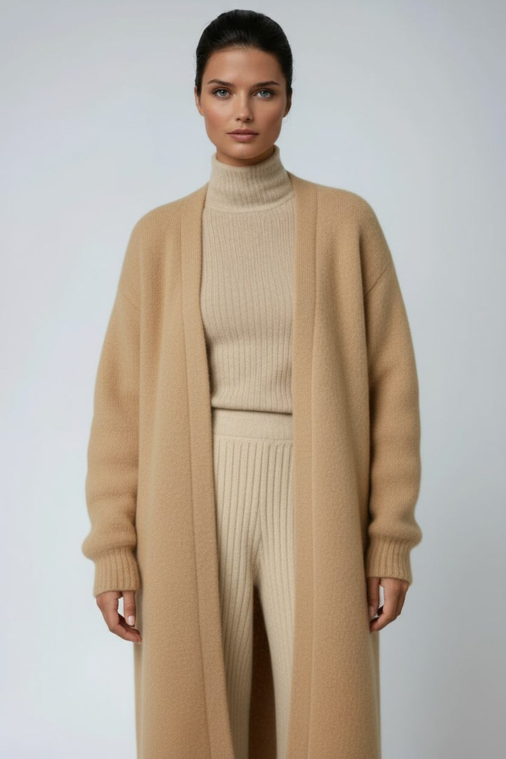Fluffy Open-Front Longline Cardigan for Women