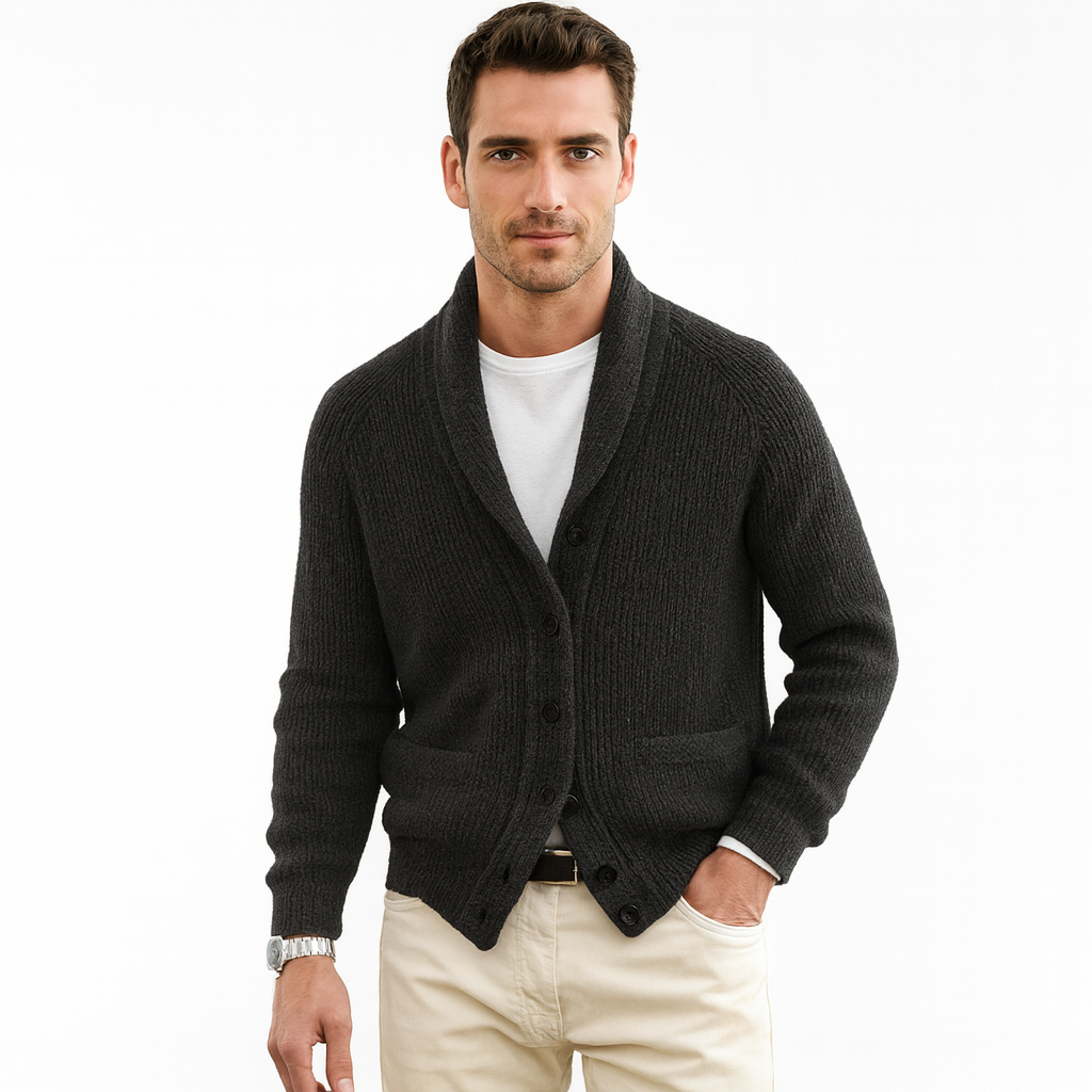 Men's Cotton Blend Shawl Collar Cardigan