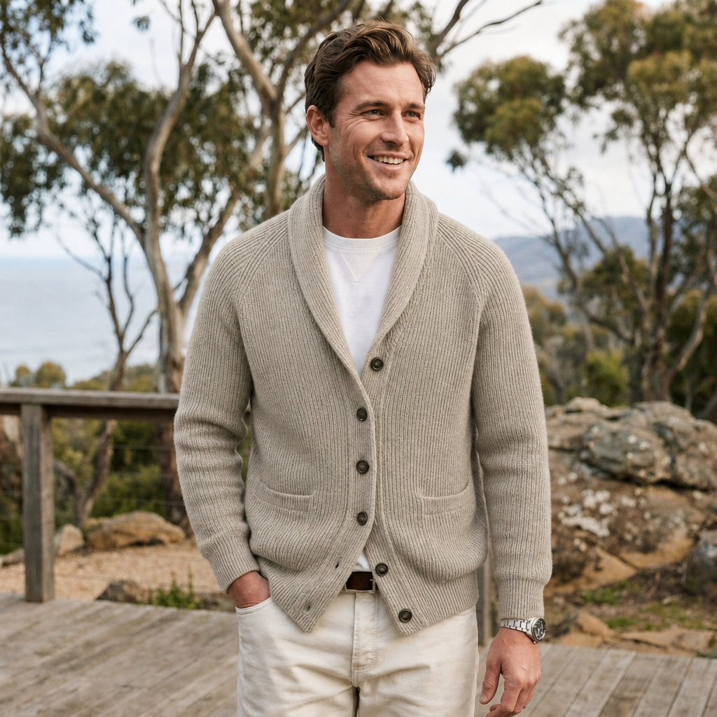 Men's Cotton Blend Shawl Collar Cardigan
