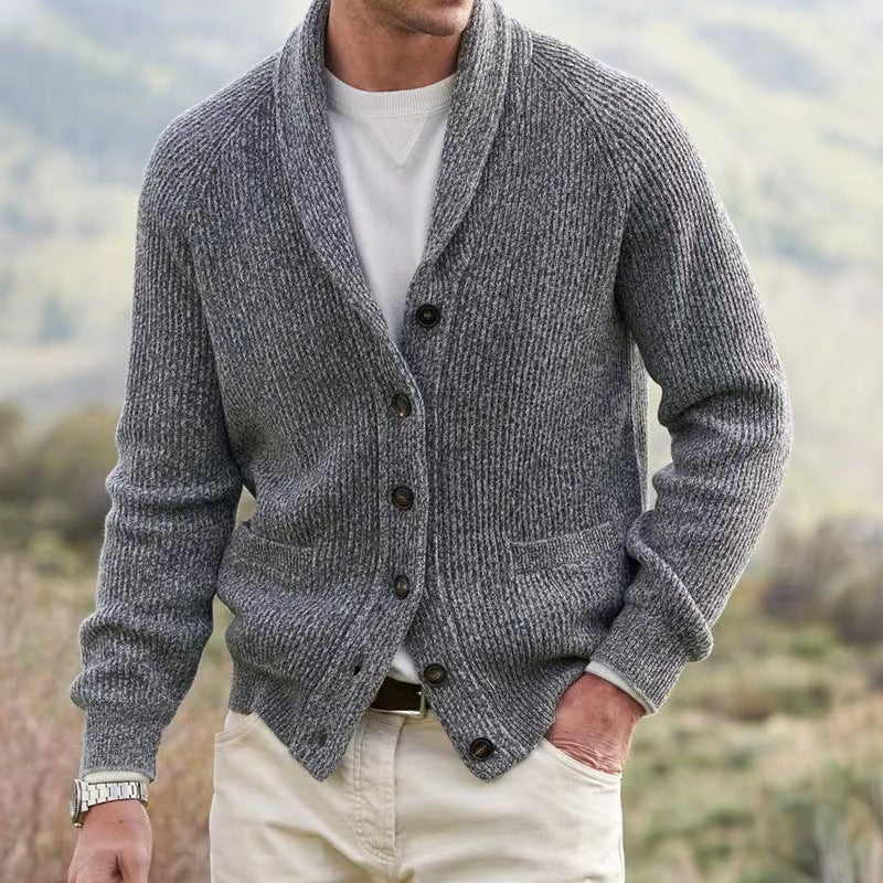 Men's Cotton Blend Shawl Collar Cardigan