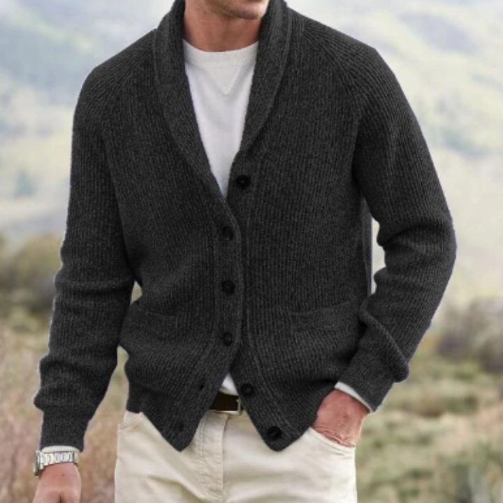 Men's Cotton Blend Shawl Collar Cardigan