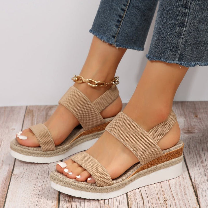 Comfortable Stretch Strap Platform Sandals