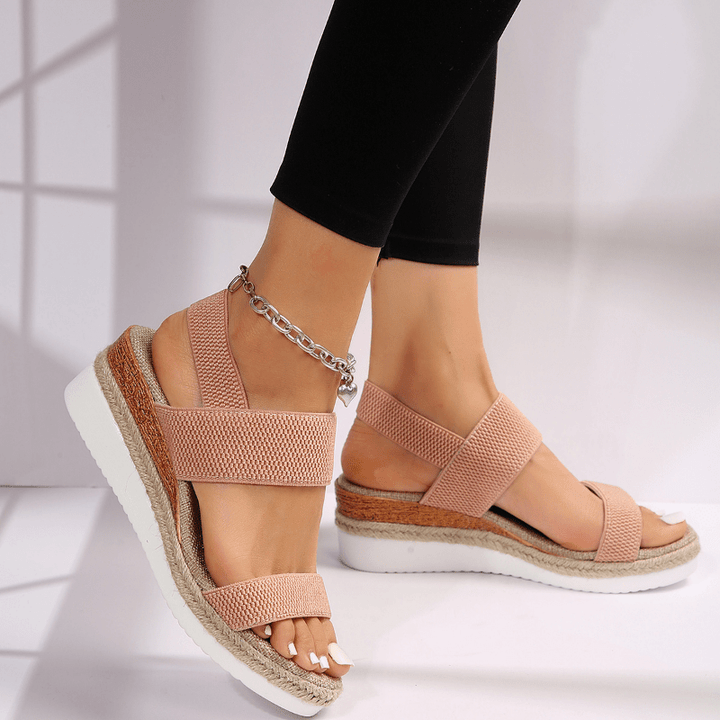 Comfortable Stretch Strap Platform Sandals