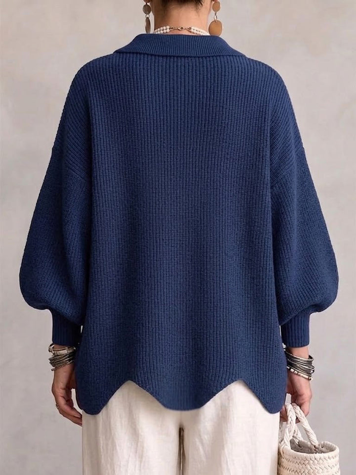Women's Oversized Collared Cardigan with Metal Buttons
