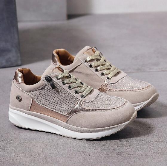 Women's Orthopaedic Comfort Trainers – Lace-Up Side Zip Sneakers