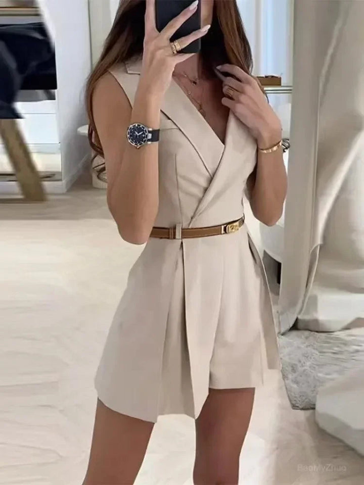 Chic Sleeveless Romper with Belt