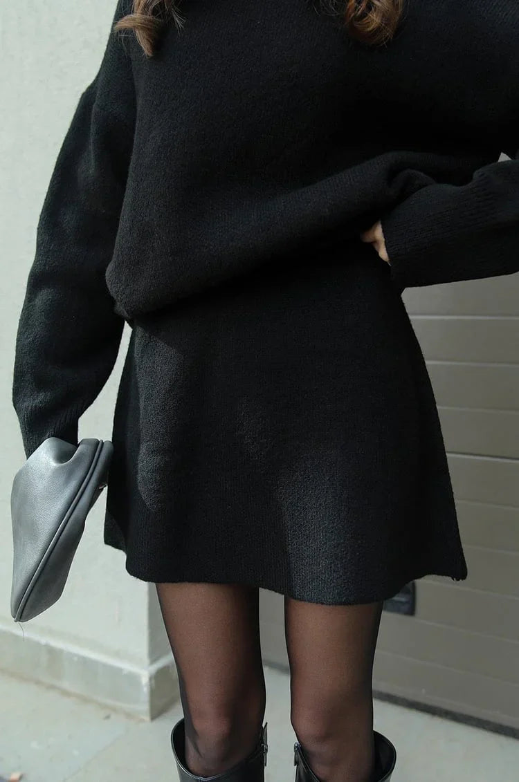 Elegant Sweater & Skirt Co-Ord Set - Two-Piece Knit Set