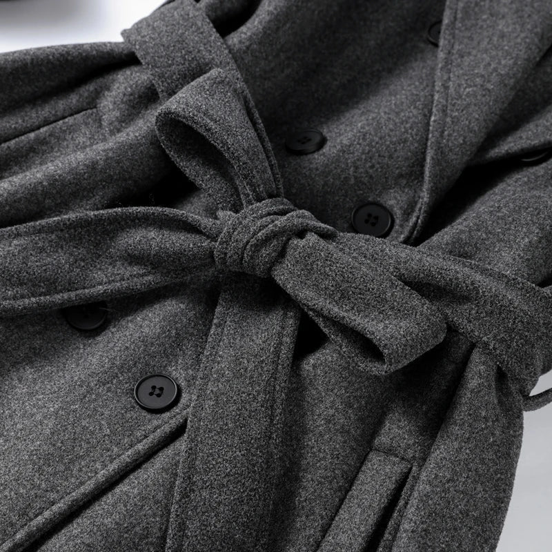 Women's Wool-Effect Double-Breasted Trench Coat