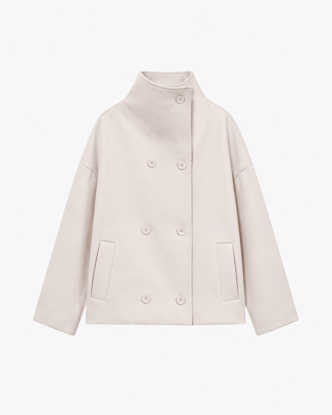 Women's Wool-Effect Double-Breasted Stand Collar Jacket