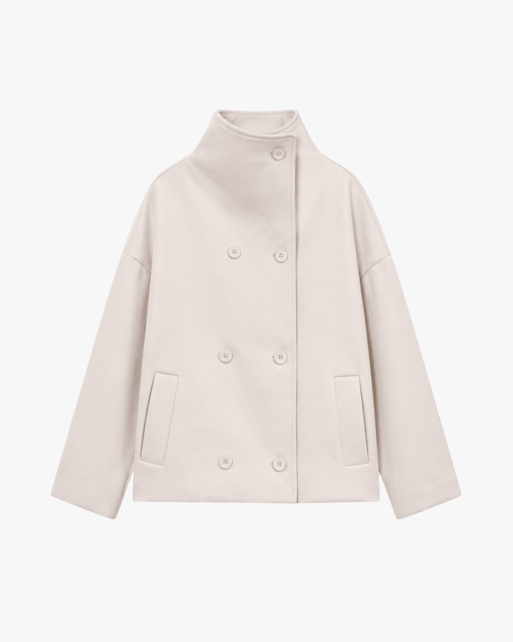 Women's Wool-Effect Double-Breasted Stand Collar Jacket