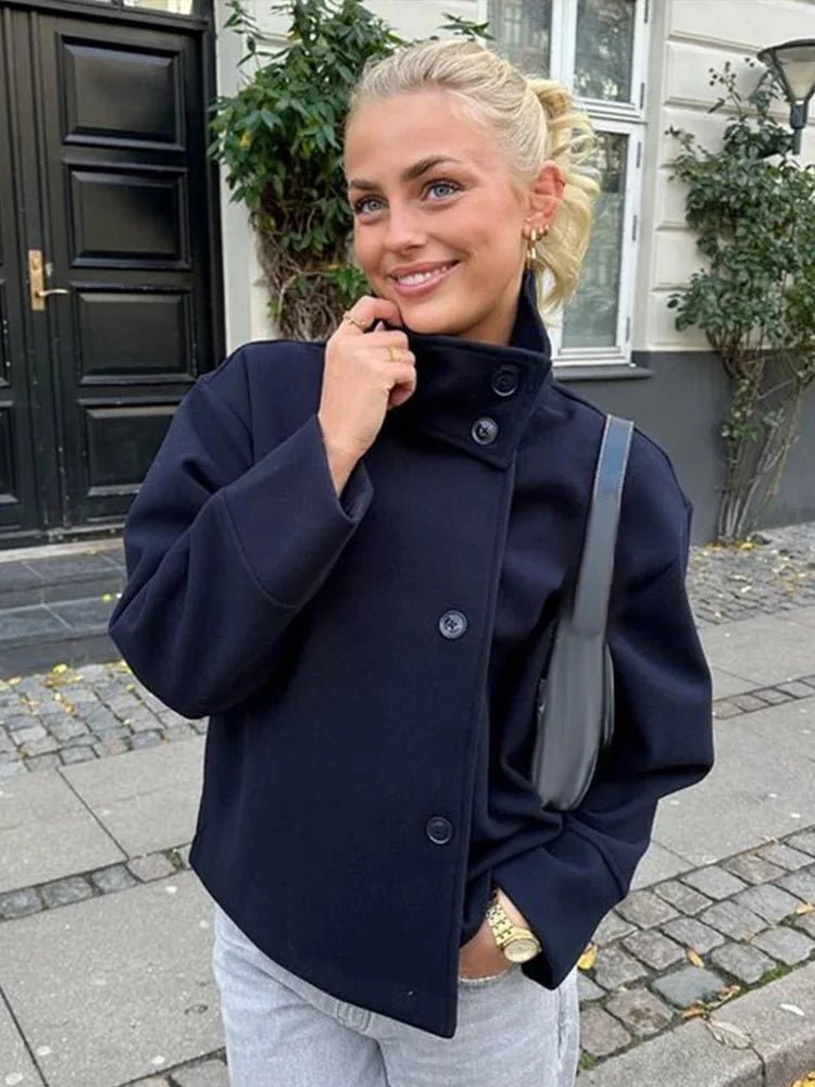Women's Wool-Effect Stand Collar Jacket